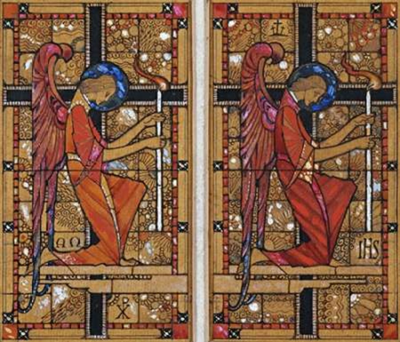 Two Angels: a Design For Stained Glass Poster Print by Harry Clarke - Item # VARPDX266088